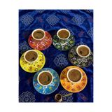 Si Sorti Ceramics 6'lı El Yapımı Kabartmalı Çini Desenli Kahve Fincan Takımı