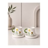 Si Sorti Ceramics El Yapımı Arı ve Çiçek Desenli 2’li Türk Kahvesi Fincan Takımı