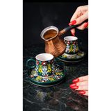 Si Sorti Ceramics El Yapımı Çini Desenli Türk Kahvesi Fincanı 2'li Set
