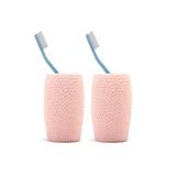 Sia 2 Adet Diş Firçalik,Macunluk Pembe Petek Desenli Poliresin 8X8X10Cm 400Ml Banyo Seti