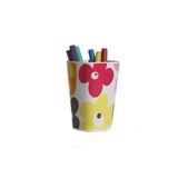 Sia 2 Adet Kalemlik Kirmizi Papatya Desenli Ofis Gereci 7X7X11Cm 300Ml