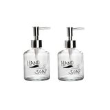 Sia BANYO SETİ CAM SIVI SABUNLUK İKİ ADET,EL SABUNU YAZILI 300ML 7,6X15,5CM