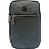 SİA ÇANTA Kabartma Yazı Baskılı Küçük Kullanışlı Just&Polo Kadın Mini Sırt ve Çapraz Çanta - Füme