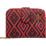 Sia Çanta Ollbag Kilim Desenli Ortaboy Kadın Cüzdan Cift Yönlü Kart & Resim Konulabilir Ana Bölümler Orta Fermuarlı Göz Küçük Çanta Çüzdanı - Kırmızı