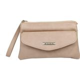 Sia Çanta Ollbag Yumuşak Dokulu Sade Düz Renk Dört Gözlü Bilekli Çarşı Pazar & Yürüyüş Kadın Cüzdanı - Pudra - Pembe