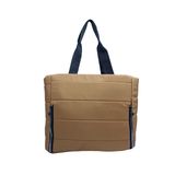 SİA ÇANTA Samilon Kabartmalı Puf Kumaş Shopper Çanta Rahat Omuz Askılı Hafif İç Astarlı Ön Çift Fermuarlı Geniş Taba Standart