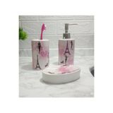 Sia SERAMİK ÜÇLÜ BANYO SETİ KIZLI PARİS DESENLİ 20X20X10CM