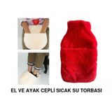 SIA Sıcak Su Torbası Cepli Kırmızı Peluş Termofor 32,5X17,5Cm 1500 Ml