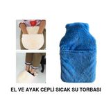 SIA Sıcak Su Torbası Cepli Mavi Peluş Termofor 32,5X17,5Cm 1500 Ml