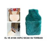 SIA Sıcak Su Torbası Cepli Yeşil Peluş Termofor 32,5X17,5Cm 1500 Ml