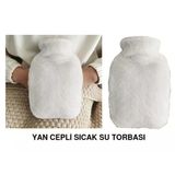 Sıa Sıcak Su Torbası Yan Cepli Beyaz Peluş Termofor 27X17x2cm 750Ml