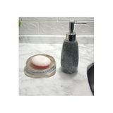 Sia Taşlı Gümüş Sıvı Sabunluk ve Sabunluk 2'li Banyo Seti