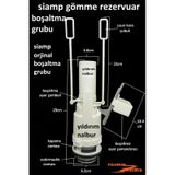 Siamp Uzun Kare Gömme Rezervuar İç Takım Orta Göbek Boşaltma Grub Beyaz