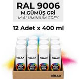 Sibax Akrilik Sprey Boya Gümüş Gri 12’li Paket - 400 ml x 12 Adet