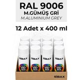 Sibax Akrilik Sprey Boya Gümüş Gri (Ral 9006) 12’li Paket - 400 ml x 12 Adet