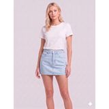 Sibel Günay Butik Bebe Mavi Pamuklu Kot Mini Etek - 40CM Cepli Denim Etek - Bebe Mavisi