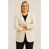 Sibel Günay Butik Kadife Italyan Kesim Blazer Krem Kadın Ceket | Standart Beden (48’e Uyumlu)