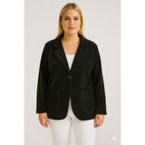 Sibel Günay Butik Kadife Italyan Kesim Blazer Siyah Kadın Ceket | Standart Beden (48’e Uyumlu)