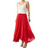 Sibel Günay Butik Kadın Kırmızı Kloş Etek – Bel Lastikli Astarlı Asimetrik Kesim Modern Tasarım - Kırmıızı - Standart