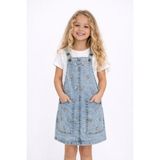 Sibel Günay Butik Kız Çocuk Kot Jile Elbise – Yıldız Detaylı Mevsimlik Kot Ceket Tarzı Askılı Elbise (4-9 Yaş) - 5 - 6 Yaş - Mavi