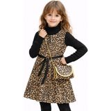 Sibel Günay Butik Kız Çocuk Leopar Desenli Elbise Takım – Çantalı & Kemerli 4’lü Kombin Set - 2 Yaş