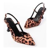Sibel Gürel ST-002 Leopar Günlük 7 cm Topuklu Bayan Ayakkabı