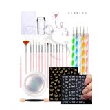 Sibelon Jel Tırnak Nail Art Tırnak Süsleme Fırça Seti French Stamper Dot Kalem İnci Tozu ve Tırnak Sticker