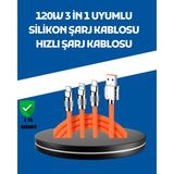 Sibelora Home 120W Şarj Destekli 3’ü 1 Arada Çoklu Şarj Kablosu – 1.2 Metre