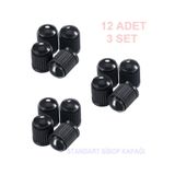 SİBOP KAPAĞI Oniki (12) Adet Standart Üniversal Araç Siyah Renk Plastik Set 3x4 Set