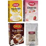 Sıcak Çikolata +Çilekli Süt +Muzlu Süt +Karadut Aromalı Içecek Tozu Oralet 4 Adet