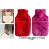 Sıcak Su Torbası 2 Adet,cepli Peluş Termofor 32,5X17,5CM 1500 ml