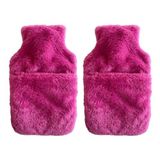 Sıcak Su Torbası 2 Adet,cepli Pembe Peluş Termofor 32,5X17,5CM 1500 ml