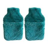 Sıcak Su Torbası 2 Adet,cepli Yeşil Peluş Termofor 32,5X17,5CM 1500 ml