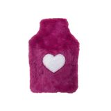 SICAK SU TORBASI PELUŞ KALPLİ,KOYU PEMBE TERMOFOR 27X17X2CM 1 LİTRE