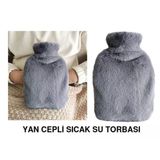 SICAK SU TORBASI YAN CEPLİ GRİ PELUŞ TERMOFOR 27x17x2cm 1 LİTRE