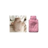 Sıcak Su Torbası Yan Cepli Pembe Peluş Termofor 26X17X2Cm 750Ml