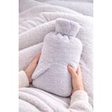 Sıcak Su Torbası, Yumuşak Peluş Kılıflı, 2L Kapasiteli, Yıkanabilir Kılıf, Gri