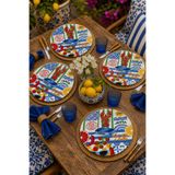 Sicilya Serisi Kolaj 4'lü Amerikan Servisi Set – Sicilya Temalı - 30 cm, 3 mm MDF, UV Baskı, Masa Sunumu