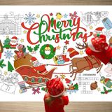 SICOHOME Çocuklar için Noel Boyama Masa Örtüsü - 185,4 x 78,7 cm Dev Noel Boyama Poster Rengi Kendi Masa Örtüsü Noel Süslemeleri El İşi Okul Sınıf Aktiviteleri Parti Malzemeleri - Ren Geyiği