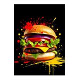 Sıçrayan Renkli Burger Hediyelik Ahşap Tablo
