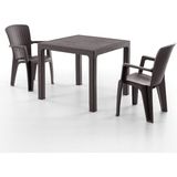 Side 2 Kişilik Rattan Masa Sandalye Takımı Kahve - Kahverengi