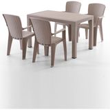 Side 4 Kişilik Rattan Masa Sandalye Takımı Cappuccino