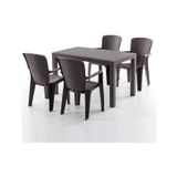 Side 4 Kişilik Rattan Masa Sandalye Takımı Kahve Kahve