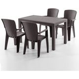 Side 4 Kişilik Rattan Masa Sandalye Takımı Kahve - Kahverengi