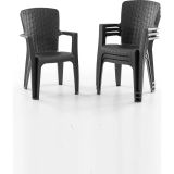 Side 4'lü Rattan Sandalye Siyah Siyah