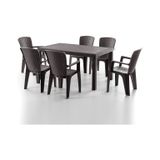 Side 6 Kişilik Rattan Masa Sandalye Takımı Kahve Kahve