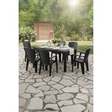Side 6 Kişilik Rattan Masa Sandalye Takımı Siyah