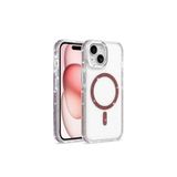 SİDE EYE - iPhone 15 ile uyumlu Kılıf Parlak Taş İşlemeli Işıltılı MagSafe ile uyumlu Şarj Özellikli Stil Kapak - Bordo