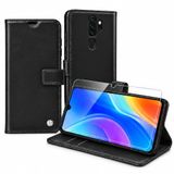 SİDE EYE Oppo A9 2020 İle Uyumlu Cüzdanlı Kartlıklı Standlı Kapaklı Suni Deri Telefon Kılıfı ve Ekran Koruyucu Cam Seti - Siyah