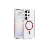SİDE EYE - Samsung Galaxy S26 Ultra ile uyumlu Kılıf Parlak Taş İşlemeli Işıltılı MagSafe ile uyumlu Şarj Özellikli Stil Kapak - Bordo